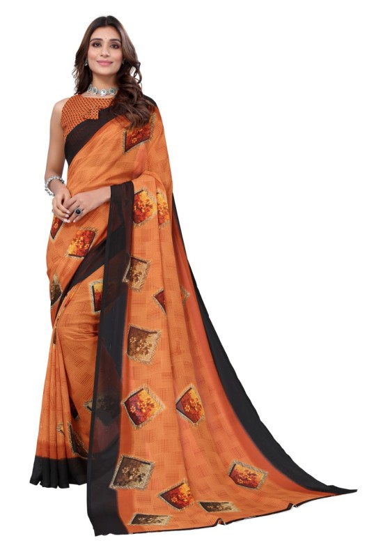 Fancy Georgette Printed Saree With blouse